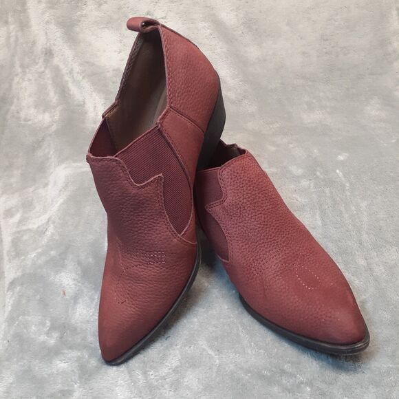 Lucky Brand Joelle Western Leather Ankle Boots Booties Red Cowgirl Size 8.5M - Picture 2 of 12